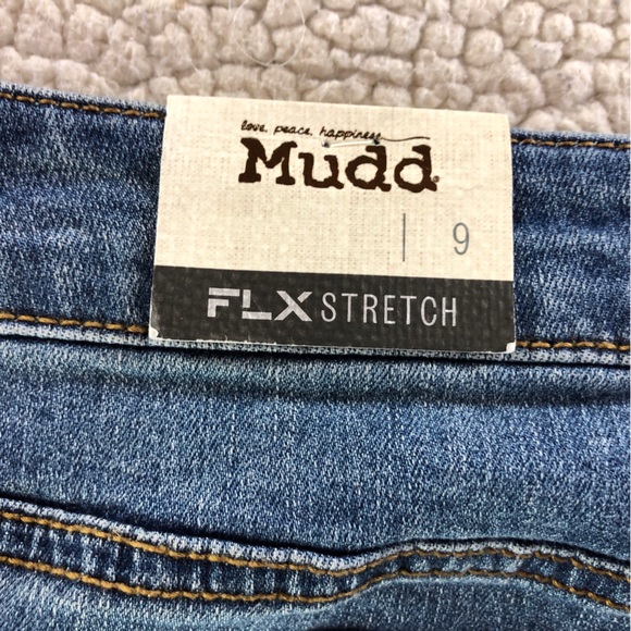 Mudd Women’s/Juniors FLX Stretch Size 9 Distressed Raw Hem Blue Jean Denim Skirt - Picture 7 of 12